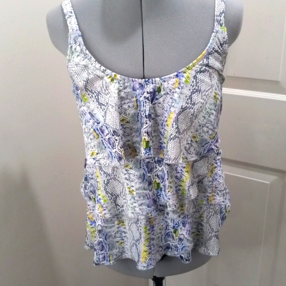 NWT Gloria Vanderbelt 2 Piece Snake Skin Look Swim Suit Size 14 - Picture 2 of 10